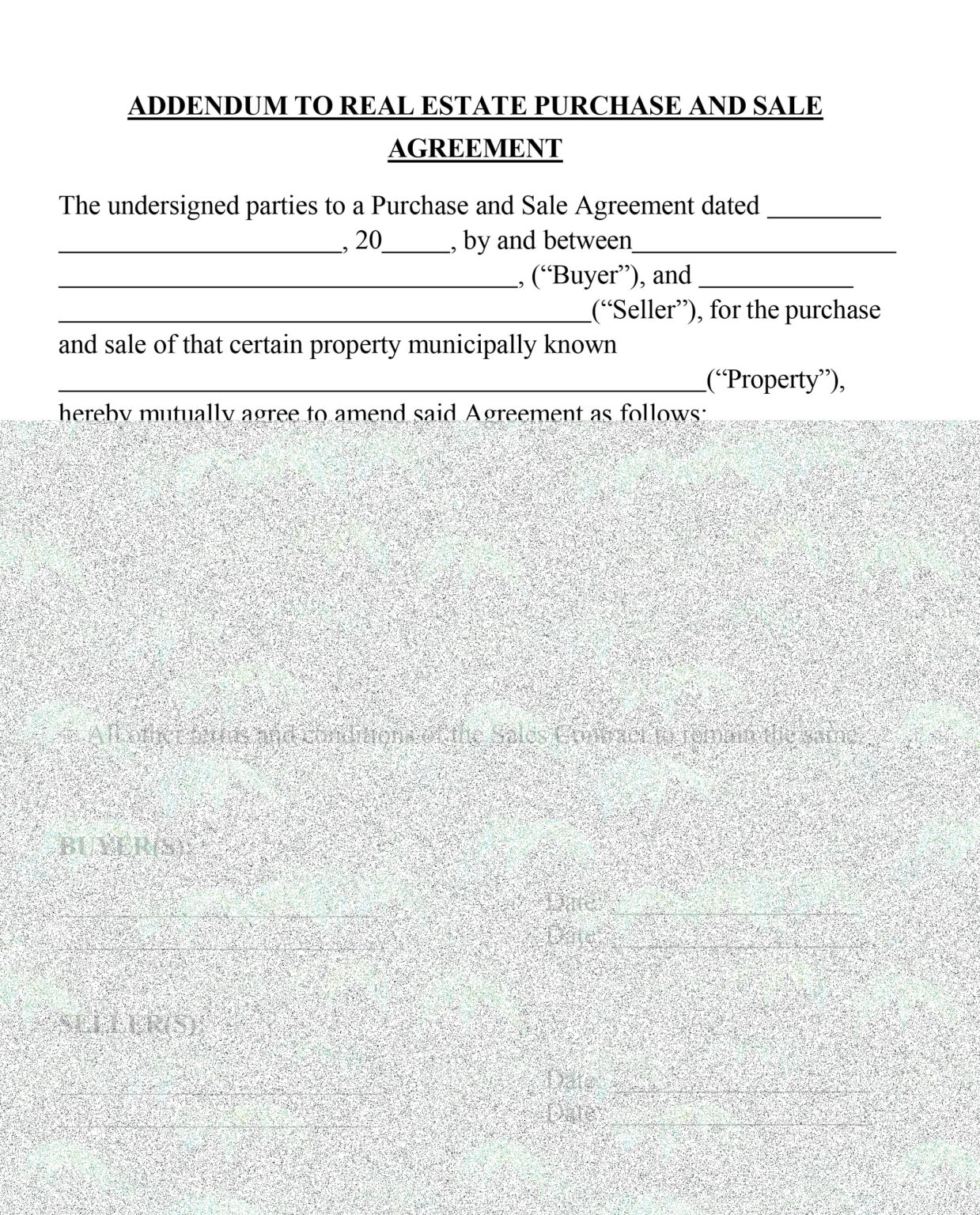 Addendum To Real Estate Purchase And Sale Agreement The House Of REI